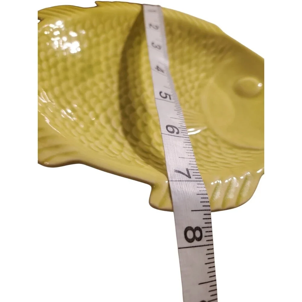 Cemar 638  Fish Salad Plate Mid-century Modern Lime Green California Pottery